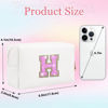 Picture of Glitter Initial Letter Makeup Bag, Small Personalized Sequins Letters PU Leather Cosmetic Bag Portable Waterproof Makeup Zipper Pouch, Shine Handbag Organizer Travel Bag Gifts for Women&Girls(White-H)