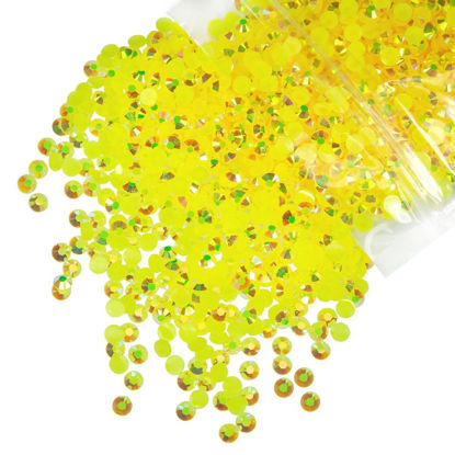 Picture of qiipii 4700PCS 3mm Lemon Yellow AB Resin Rhinestones Bulk Citrine AB Flatback Jelly Resin Stones Pack SS10 Non-Hotfix Diamonds Gems Charms for Nails Face Eyes Makeup Body Mug Tumblers DIY Crafts Decor