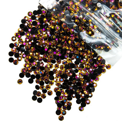 Picture of qiipii 1550PCS 5mm Golden Rose AB Resin Rhinestones for Crafting Gold Rose Flatback Jelly Resin Stones Bulk SS20 Non-Hotfix Golden AB Diamonds Gems for Nails Face Eyes Makeup Tumblers DIY Crafts Decor