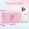 Picture of Small Personalized Initial Letter Makeup Bag, Cute Waterproof PU Leather Chenille Letter Cosmetic Bag Travel Makeup Bag, Preppy Makeup Pouch Toiletry Zipper Pouch Organizer for Women and Girls(Pink-F