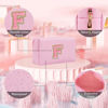 Picture of Small Personalized Initial Letter Makeup Bag, Cute Waterproof PU Leather Chenille Letter Cosmetic Bag Travel Makeup Bag, Preppy Makeup Pouch Toiletry Zipper Pouch Organizer for Women and Girls(Pink-F