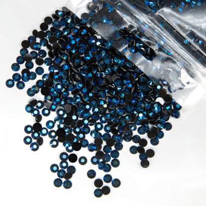 Picture of qiipii 2700PCS 4mm Ink Blue Resin Rhinestones for Crafting Montana Blue Flatback Jelly Resin Stones Bulk SS16 Non-Hotfix Black Navy Blue Diamonds Gems for Nails Face Makeup Tumblers DIY Crafts Shoes