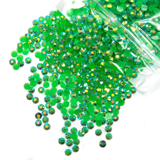 Picture of qiipii 4700PCS 3mm Emerald Green AB Resin Rhinestones Bulk Dark Green AB Flatback Jelly Resin Stones SS10 Non-Hotfix Diamonds Gems for Nails Face Eyes Makeup Body Mugs Tumblers DIY Crafts Decor Shoes
