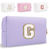 Picture of Small Personalized Initial Letter Makeup Bag, Cute Waterproof PU Leather Chenille Letter Cosmetic Bag Travel Makeup Bag, Preppy Makeup Pouch Toiletry Zipper Pouch Organizer for Women and Girls(PL-G
