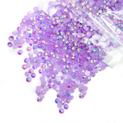 Picture of qiipii 4700PCS 3mm Purple AB Resin Rhinestones Bulk Light Purple AB Flatback Jelly Resin Stones Pack SS10 Diamonds Crystals Gems Charms for Nails Face Eyes Makeup Body Tumblers DIY Crafts Decor Shoes