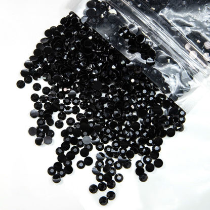 Picture of qiipii 1550PCS 5mm Black Resin Rhinestones for Crafting Pure Black Flat back Jelly Resin Stones Bulk SS20 Non-Hotfix Dark Black Diamonds Gems for Nails Face Eyes Makeup Tumblers Bottles Mug DIY Crafts