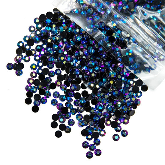 Picture of qiipii 2700PCS 4mm Purple Rose AB Resin Rhinestones for Crafting Golden Purple Flatback Jelly Resin Stones Bulk SS16 Black Purple Diamonds Gems Charms for Face Eyes Makeup Tumblers DIY Crafts Shoes