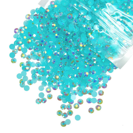 Picture of qiipii 4700PCS 3mm Aquamarine AB Resin Rhinestones Bulk Lake Blue Flatback Jelly Resin Stones SS10 Non-Hotfix Diamonds Crystals Gems for Nails Face Eyes Makeup Body Tumblers DIY Crafts Decor Shoes