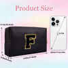 Picture of Small Personalized Initial Letter Makeup Bag, Cute Waterproof PU Leather Chenille Letter Cosmetic Bag Travel Makeup Bag, Preppy Makeup Pouch Toiletry Zipper Pouch Organizer for Women and Girls(Black-F