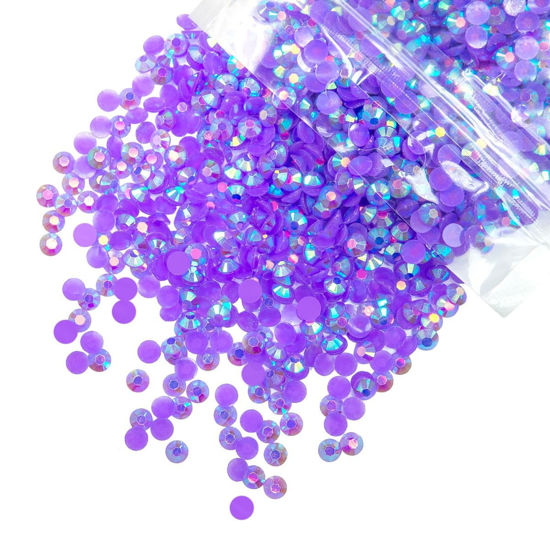 Picture of qiipii 2700PCS 4mm Dark Purple AB Resin Rhinestones for Crafting Deep Purple AB Flatback Jelly Resin Stones Bulk SS16 Non-Hotfix Diamonds Gems Charms for Nails Face Eyes Makeup Mug Tumblers DIY Crafts