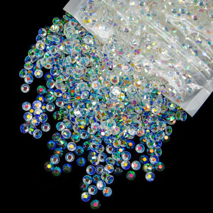 Picture of qiipii 2700PCS 4mm Transparent White Ab Resin Rhinestones for Crafting Flatback Jelly Stones Bulk SS16 Clear AB Diamonds Gems Charms for Nails Face Eyes Makeup Tumblers Bottles DIY Crafts Clothes