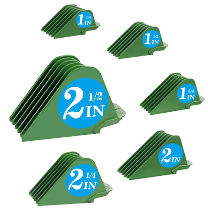 Picture of Clipper Guards for Wahl 10 12 14 16 18 20 Hair Clipper Guards 6pcs Extra Long Clipper Guard Attachments 2.5 Inch Clipper Guides Multiple Sizes Universal 2.5", 2.25", 2", 1.75", 1.5", 1.25" (Green)