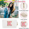 Picture of Personalized Initial Letter Patch Makeup Bag, Preppy Portable Chenille Letter Cosmetic Bag with Zipper, PU Leather Waterproof Travel Toiletry Bag Monogram Make Up Pouch for Women Girls(Letter K)