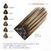 Picture of Aison Caramel Clip in Extensions Real Human Hair Chocolate Brown Balayage Caramel Blonde 12 Inch 70g Brown Highlights Hair Extensions Clip ins Ombre Hair Extensions Clip in