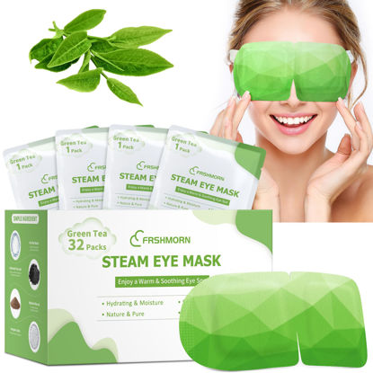 Picture of FRSHMORN Steam Eye Mask, Heated Eye Mask for Sleep, Warm Compress for Eyes, Self Heating Disposal Eye Mask Comfortable Sleep Mask for Home, Office, Spa, Travel Essentials (Green Tea, 32 Packs)