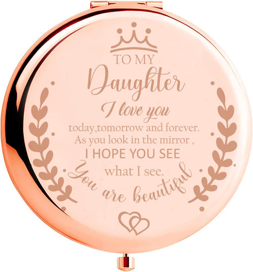 Picture of Soulpetals Daughter Gift from Mom, Birthday Gifts for Daughter Adult, Gifts for Daughters from Mothers, Daughter Wedding Gift from Mom to My Daughter Makeup Compact Mirror
