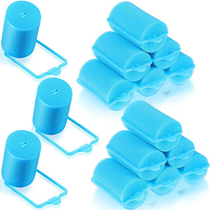 Picture of Geyoga 18 Pieces Sponge Hair Rollers Large Soft Foam Hair Styling Curlers Large Size Hairdressing Curlers for Women(1.4 x 2.6 Inches,Blue)