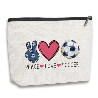 Picture of kdxpbpz Soccer Gifts Soccer Cosmetic Bag for Her Him, Soccer Coach Gifts, Soccer Team Gifts for Football Lovers Players Fans Birthday Gifts for Women Her Football Gifts