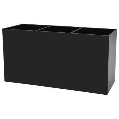 Picture of Cerpourt Black Makeup Brush Organizer,Acrylic Cosmetic Brushes Storage Holder with 3 Slots,Pencil Pen Holder for Desk,Desk Organizer and Accessories for Vanity