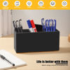 Picture of Cerpourt Black Makeup Brush Organizer,Acrylic Cosmetic Brushes Storage Holder with 3 Slots,Pencil Pen Holder for Desk,Desk Organizer and Accessories for Vanity