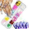 Picture of Snowflake Glitter Nail Art Sequins, 3D Christmas Snowflake Sparkly Flakes Design, 12 Colors Snowflake Nail Art Supplies for Women Girls Manicure Charms Decorations DIY Resin Holiday Xmas Nail Art Tips