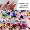 Picture of 3D Sparkly Glitter Nail Art Sequins, Holographic Rhombus Shape Glitters Nail Flakes, 12 Colors Rhombus Nail Art Glitter Design for Women Resin Nail Art Tips, DIY Shiny Fingernail Crafts Decorations