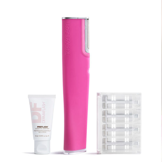 Picture of DERMAFLASH LUXE+ Sonic Dermaplaning Tool for Face Peach Fuzz Removal, Anti-Aging and Exfoliation, Pop Pink