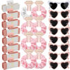 Picture of 24pcs Bridesmaid Scrunchies Proposal Gifts 4.1inch square Hair Claws Bachelorette Claw Clip Hair Clips heart sunglasses Girls Stuff Cute Hair Clips for Wedding Party Favors (White&Pink)