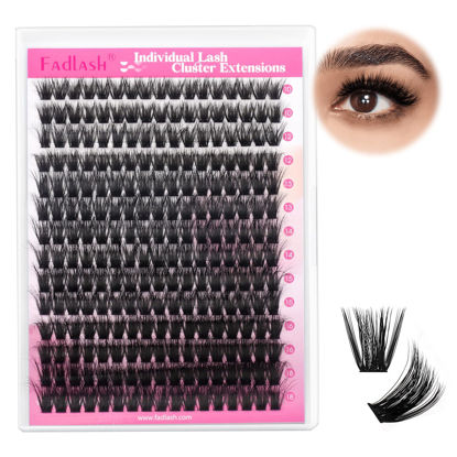 Picture of Lash Clusters 80D 255pcs 10-18mm Mixed Tray 3D Effect Fluffy Cluster Lashes D Curl Wispy Individual Lashes False Mink Eyelashes DIY Flat Lash Extension Individual Lashes Cluster (80D-0.07-D,10-18mm)