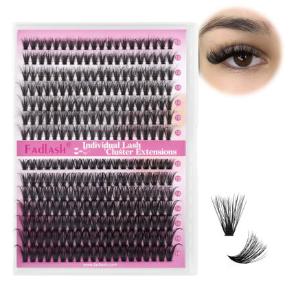 Picture of Lash Clusters Fluffy 40D+50D 10-18mm Mixed Tray 3D Effect Thick Eyelash Clusters D Curl Individual Lashes 280pcs Eyelash Extension Clusters Wispy Soft DIY Lash Extensions (40D+50D-0.07-D,10-18mm)