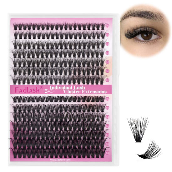 Picture of Lash Clusters Fluffy 40D+50D 10-18mm Mixed Tray 3D Effect Thick Eyelash Clusters D Curl Individual Lashes 280pcs Eyelash Extension Clusters Wispy Soft DIY Lash Extensions (40D+50D-0.07-D,10-18mm)