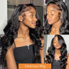 Picture of FASCARA 34inch 180% Density Body Wave Lace Front Wigs Human Hair 13x4 Transparent Lace Frontal Wigs for Black Women Glueless Wig Human Hair Pre Plucked Natural Color