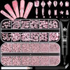 Picture of 3220Pcs Pink Glass Nail Rhinestones 120Pcs Multi Shapes Flatback Gems Crystal + 3100Pcs 1.5-4mm Round Beads with Rhinestones Glue Gel, Manicure Diomand Jewelry Gemstones for Nail Design Makeup