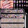 Picture of 3220Pcs AB Glass Nail Rhinestones 120Pcs Multi Shapes Flatback Gems Crystal + 3100Pcs 1.5-4mm Round Beads, Manicure Diomand Jewelry Gemstones for Nail Design Makeup Acrylic Nails Decoration