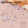 Picture of 3220Pcs AB Glass Nail Rhinestones 120Pcs Multi Shapes Flatback Gems Crystal + 3100Pcs 1.5-4mm Round Beads, Manicure Diomand Jewelry Gemstones for Nail Design Makeup Acrylic Nails Decoration