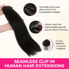 Picture of Lashey Hair Extensions Seamless Clip in Real Human Hair Natural Black 18 Inch 110g 7Pcs Kinky Staight Human Hair Extensions Skin Weft Remy Hair for Black Women