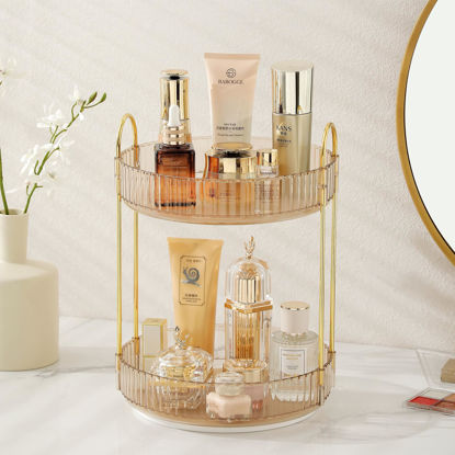 Picture of Rotating Makeup Organizer for Vanity 2 Tier,(Gold)