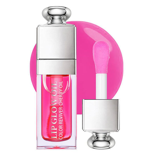 Picture of Hydrating Lip Glow Oil, Moisturizing Lip Glow Oil, Nourishing Glossy Transparent Lip Oil, Plumping Lip Oil, Lip Balm, Non-sticky Tinted Toot Lip Balm for Lip Care (RASPBERRY) 0.2 OZ