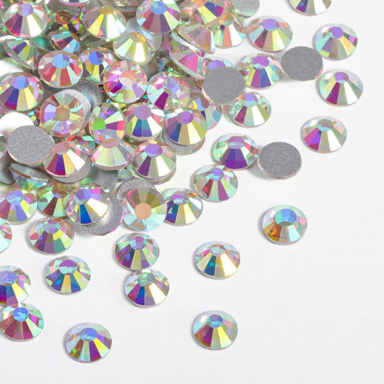 Picture of Beadsland 576pcs Flat Back Crystal Rhinestones Round Gems for Nail Art and Craft Glue Fix, Crystal AB, SS30,6.3-6.5mm