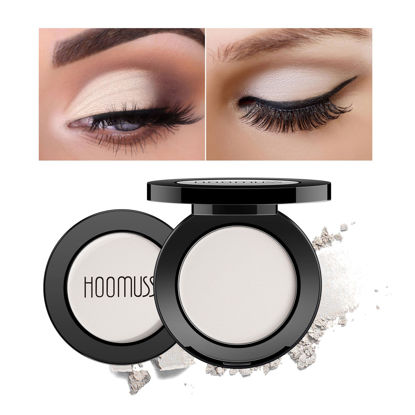 Picture of HOOMUSS Single White Eyeshadow Handmade Goth Eye Sahdow Makeup Palette for Halloween, High Pigmented & Long Lasting, Intense Color White Matte Eyeshadow (White)