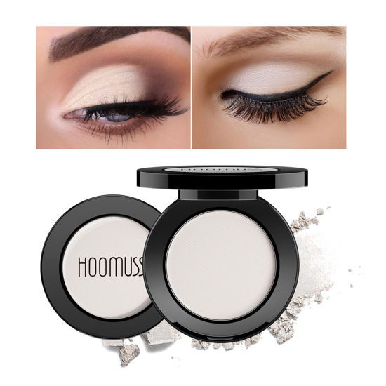 Picture of HOOMUSS Single White Eyeshadow Handmade Goth Eye Sahdow Makeup Palette for Halloween, High Pigmented & Long Lasting, Intense Color White Matte Eyeshadow (White)