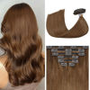 Picture of Aison Light Brown Clip in Hair Extensions Real Human Hair 70G 100% Remy Human Hair Clip in Extensions for Women 7pcs 16clips (12 Inch #6) Light Brown Hair Extensions Chestnut Brown Hair Extensions