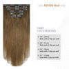 Picture of Aison Light Brown Clip in Hair Extensions Real Human Hair 70G 100% Remy Human Hair Clip in Extensions for Women 7pcs 16clips (12 Inch #6) Light Brown Hair Extensions Chestnut Brown Hair Extensions