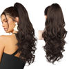 Picture of REECHO Ponytail Extension, 24" Claw Clip in Ponytail Extensions Long Curly Wavy Ponytail Hair Extension Jaw Clip on Pony Tails Hairpiece for Women - Dark Chocolate Brown