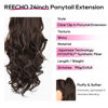 Picture of REECHO Ponytail Extension, 24" Claw Clip in Ponytail Extensions Long Curly Wavy Ponytail Hair Extension Jaw Clip on Pony Tails Hairpiece for Women - Dark Chocolate Brown