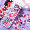 Picture of 6 Grids Valentine's Day Nail Art Slices Love Heart Red Lips Designs Valentines Nail Charms 3D Colorful Clay Slices Mini Slices for DIY Crafts,Nail Art and Cellphone Decorations Accessories