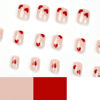 Picture of Valentine's Day Press on Nails Short Square Fake Nails with Heart Designs Valentines Short Acrylic Nails Press ons Light Pink Stick on Nails Full Cover Glue on Nails for Women 24 Pcs