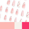 Picture of Valentine's Day Press on Nails Almond Medium Cute Heart Strawberry Pearls Fake Nails Full Cover Glue on Nails Press ons White French Tip False Nails Acrylic Glossy Stick on Nails for Women 24 Pcs