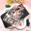Picture of Valentine's Day Press on Nails Short Square Fake Nails Pink Acrylic Nails Press ons Heart False Nails Glossy White French Tip Full Cover Glue on Nails Cute Valentines Stick on Nails for Women 24 Pcs