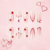 Picture of Valentine's Day Press on Nails Medium Square Fake Nails with Lip Bow Designs Glue on Nails Pink French Tip False Nails Press ons Cute French Heart Stick on Nails for Women 24 Pcs